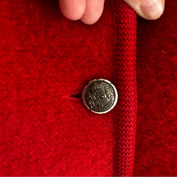 Geiger Vintage Red Boiled Wool Button Jacket Women's Size 8 - Picture 4 of 16
